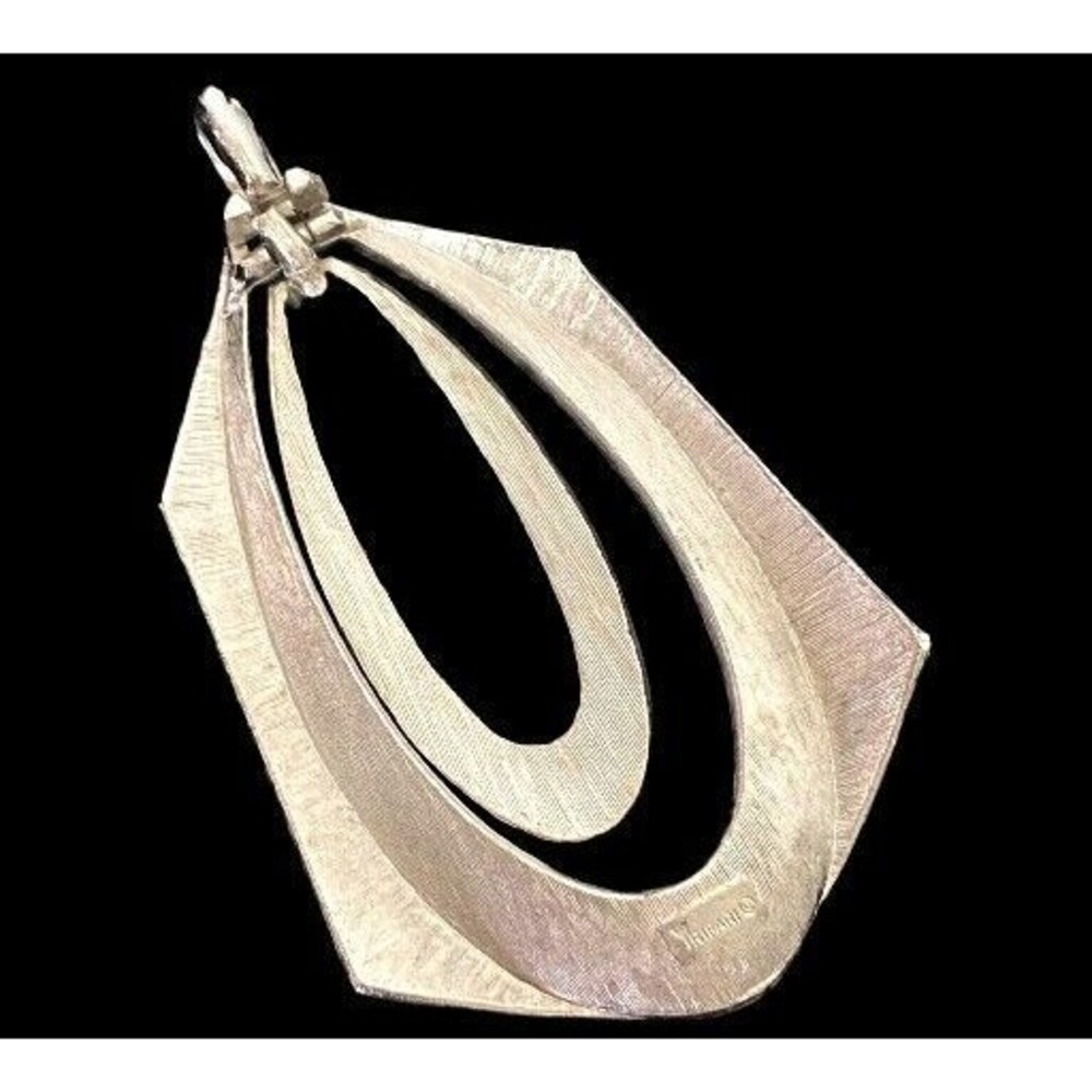 Crown Trifari MCM Mid Century Modern Necklace Pendant Silver Tone Unisex